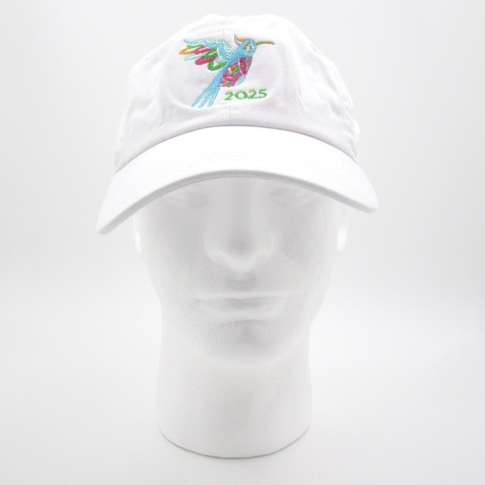 Gelante‎ White Cotton Hummingbird 2025 Embroidered Baseball Hat Adjustable (G)